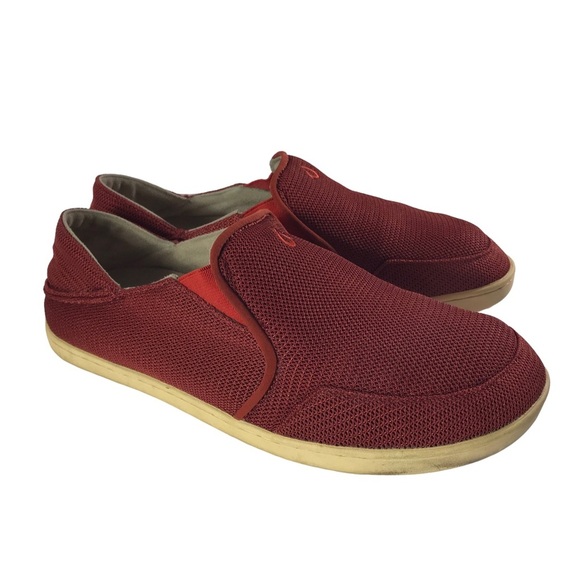 Olukai Nohea Mesh Slip On Shoes Mens 8.5 Red Loafers‎ Causal Comfort Sneakers - Picture 1 of 9